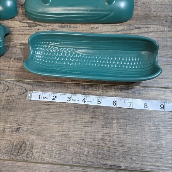Vintage Pfaltzgraff corn cob dish dark green 6 total stackable - Picture 5 of 8